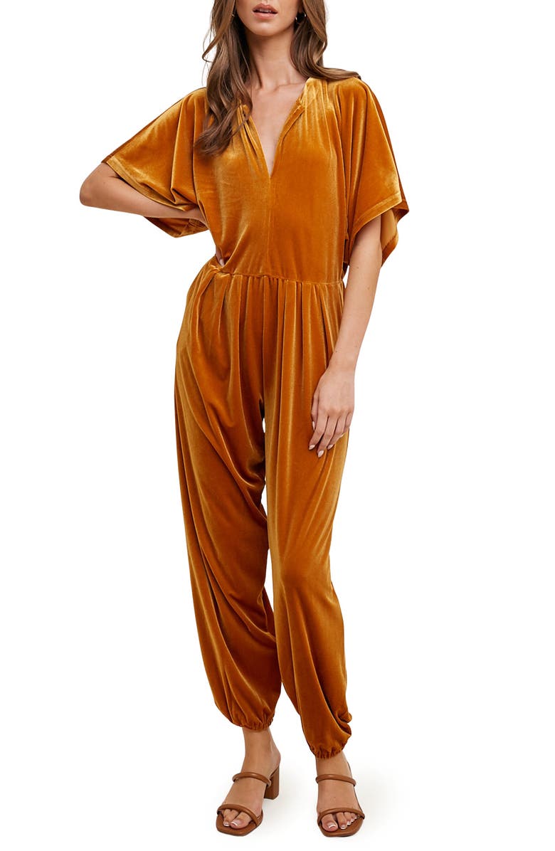 WISHLIST Dolman Sleeve Velour Jumpsuit, Main, color, 