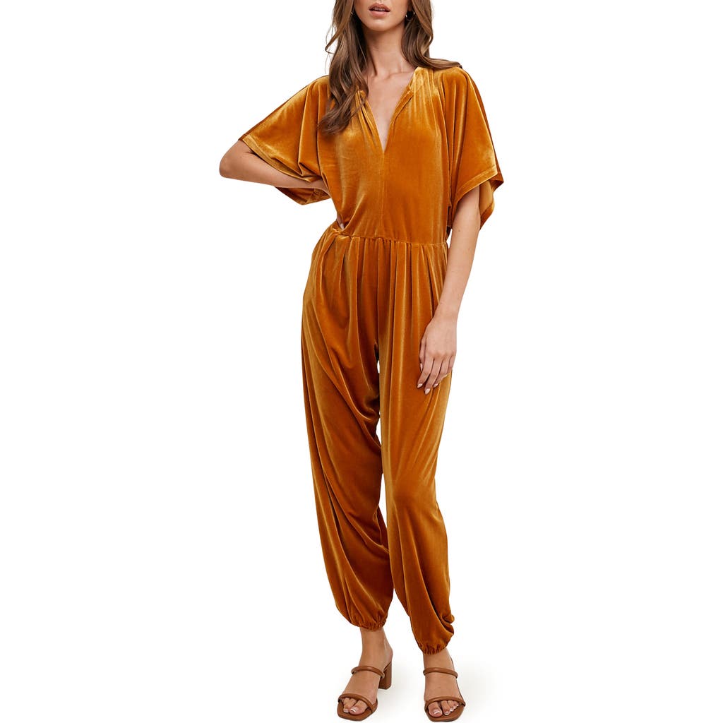 Shop Wishlist Dolman Sleeve Velour Jumpsuit In Gold