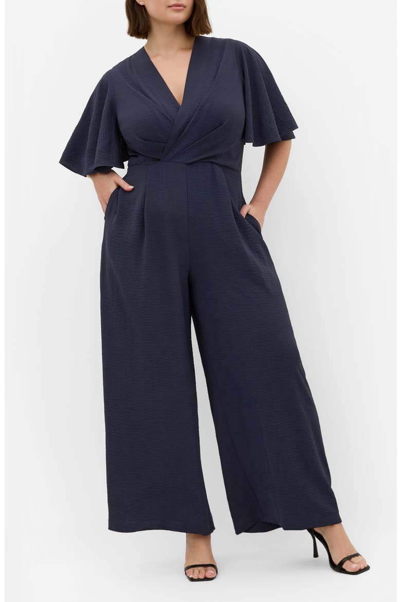 Braelynn Short Sleeve Jumpsuit, Main, color, NAVY