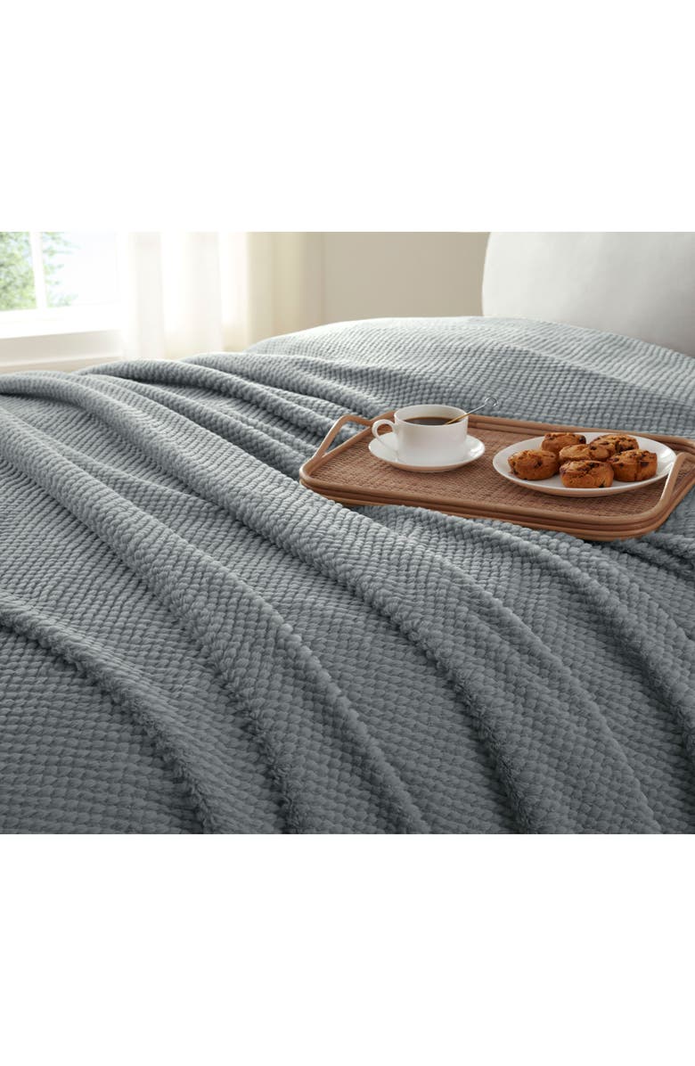 Vellux Plush Texture Throw Blanket, Alternate, color, Charcoal