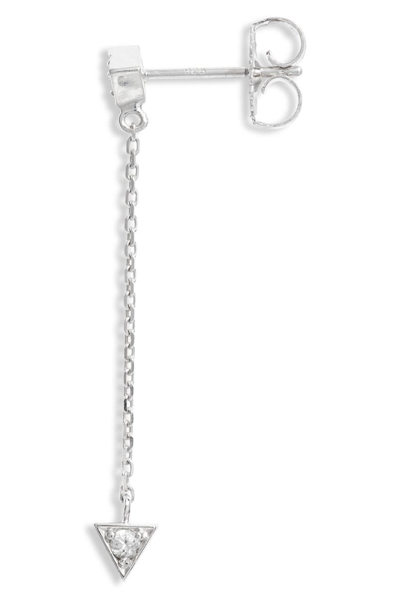 Cleo White Sapphire Linear Drop Earrings, Alternate, color, SILVER