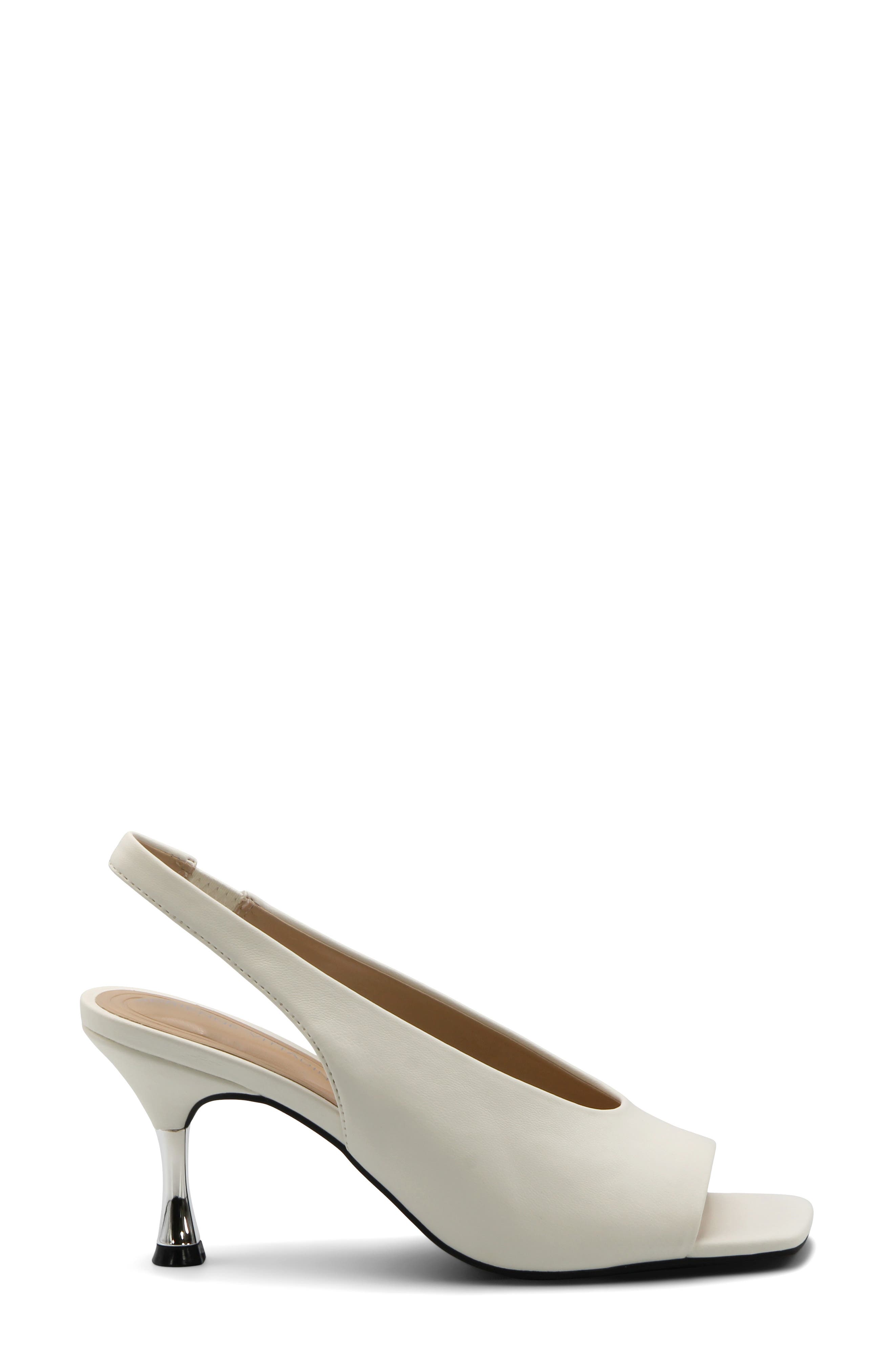 Adrienne Vittadini Janice Peep Toe Slingback Pump, Alternate, color, White Sm