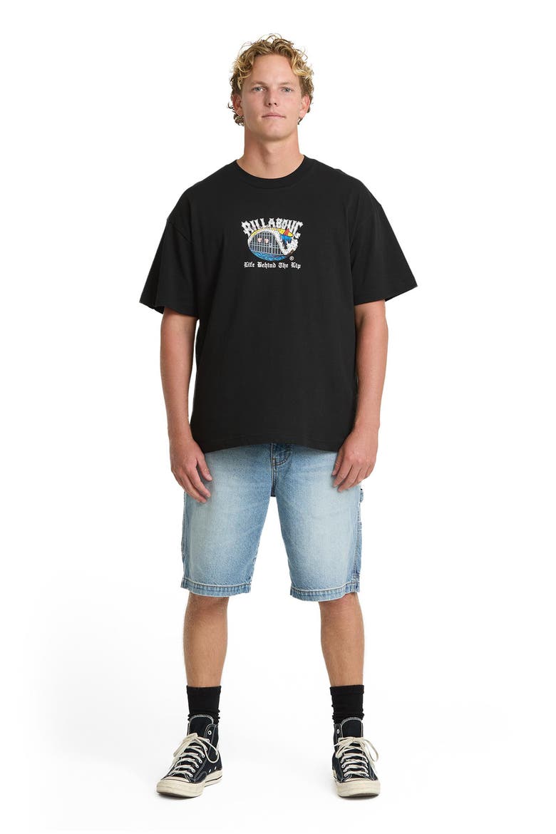Behind the Lip OG Loose Fit Short Sleeve Performance Rashguard, Alternate, color, BLACK