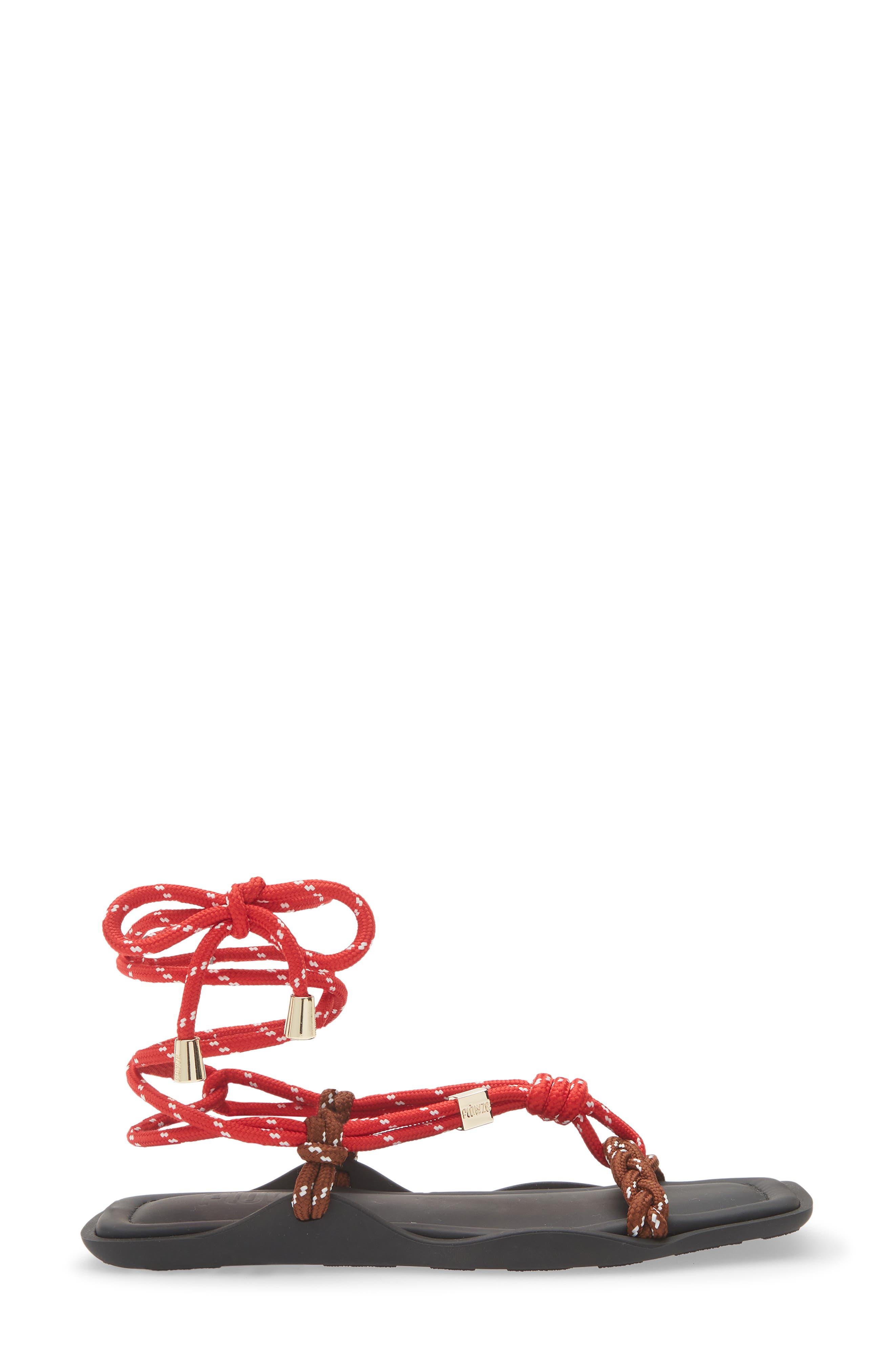 Lace-Up Ropes Water Repellent Slide Sandal, Alternate, color, BROWN / RED