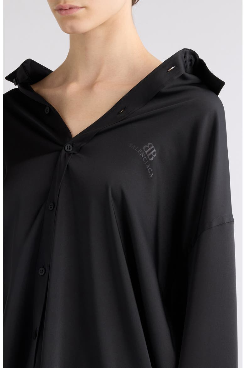 BB Oversize Fluid Twill Button-Up Shirt, Alternate, color, 1000 BLACK
