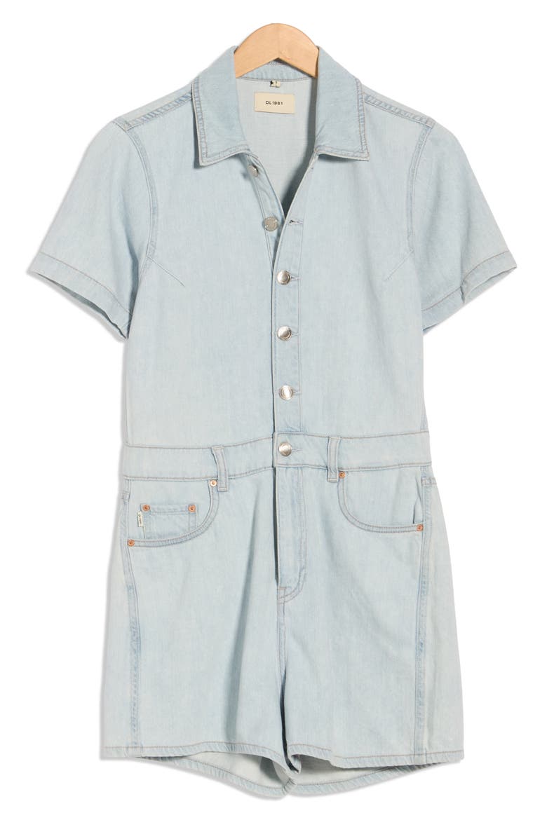 Montauk Denim Romper, Alternate, color, POOLSIDE