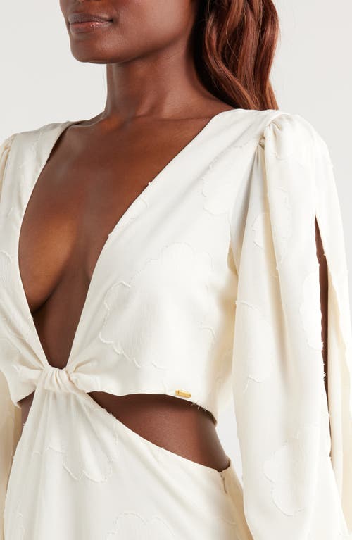 Boamar Bianca Balloon Sleeve Cutout Cover-up Maxi Dress In Off White