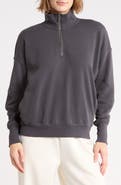 YOGALICIOUS Rib Panel Quarter Zip Terry Pullover
