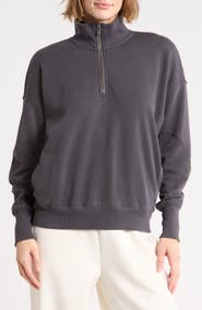 YOGALICIOUS Rib Panel Quarter Zip Terry Pullover