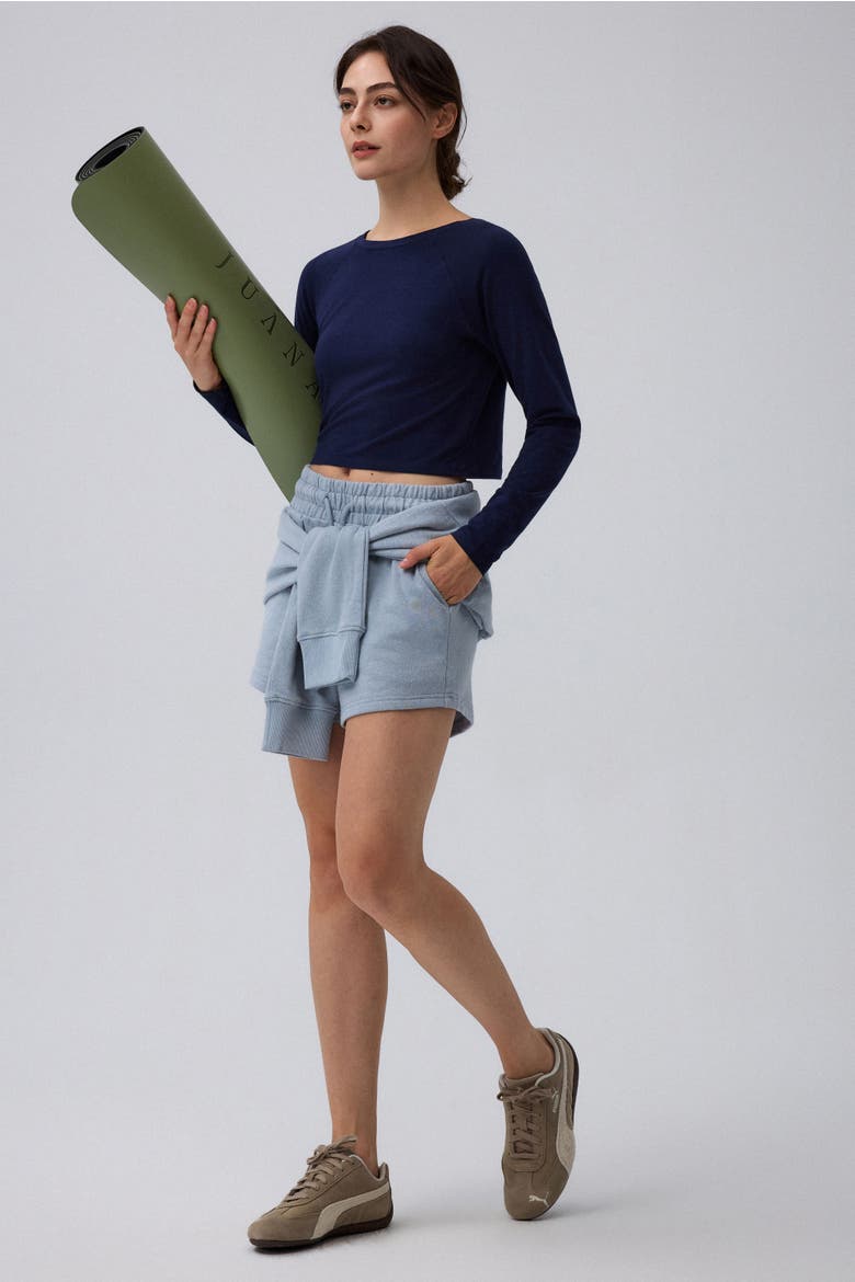 Hemp Essentials Cropped Raglan Tee, Alternate, color, indigo
