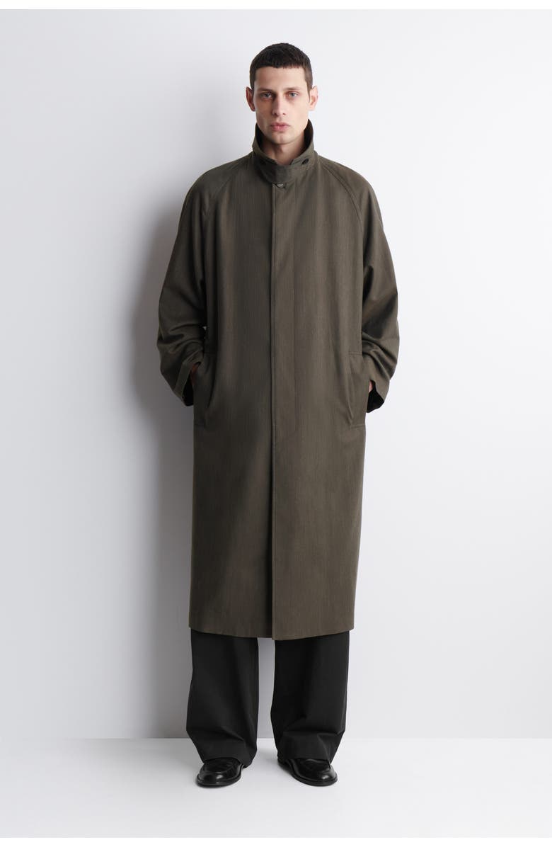 COS Lightweight Cotton-herringbone Trench Coat, Main, color, Brown Mélange