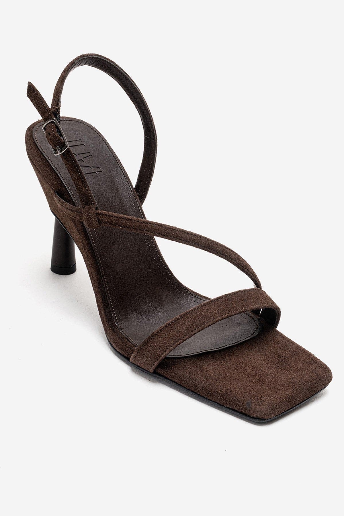 Prologue Shoes Jolene Stiletto Sandal, Alternate, color, Brown Suede