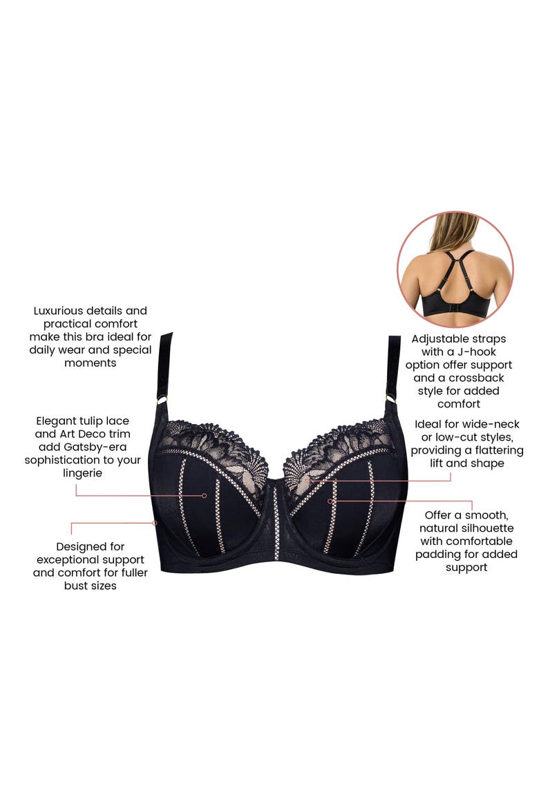 Charlene Padded Balconette Bra, Alternate, color, Black