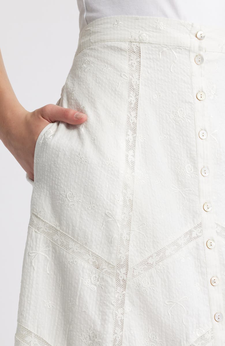 LoveShackFancy Ritson Cotton Skirt, Alternate, color, White