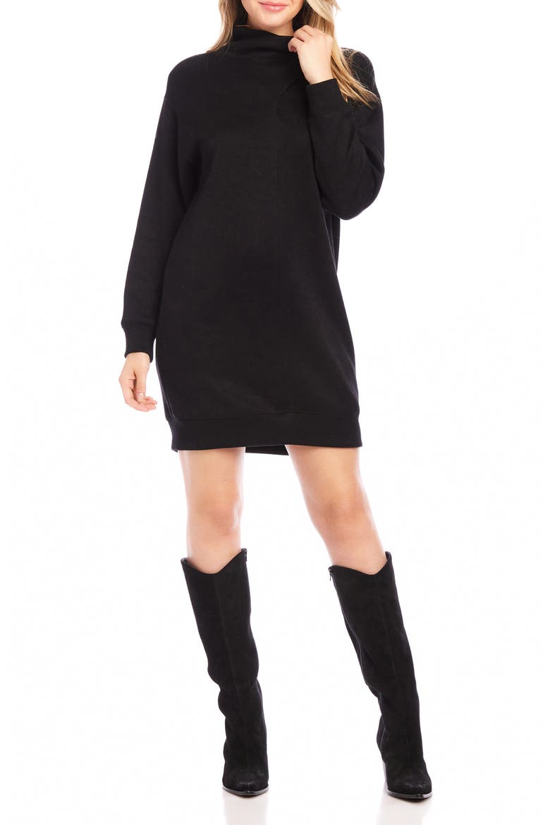 Long Sleeve Turtleneck Sweater Dress, Main, color, BLACK