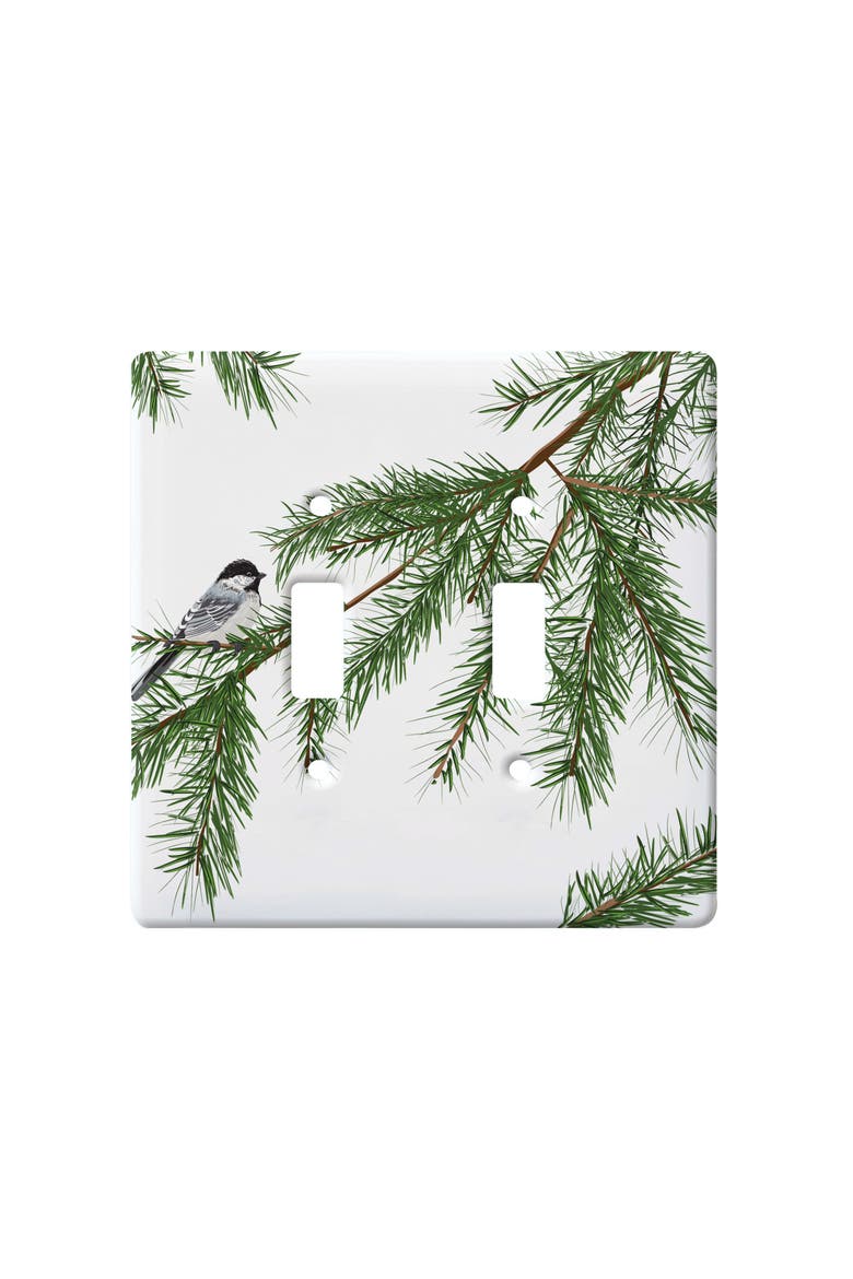 Chicakdee & Pine Double Toggle Switchplate, Main, color, White