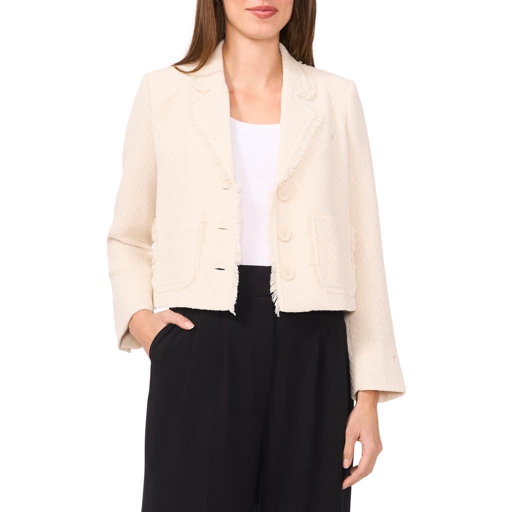 Halogenr Halogen(r) Fringe Detail Tweed Jacket In Almond Milk