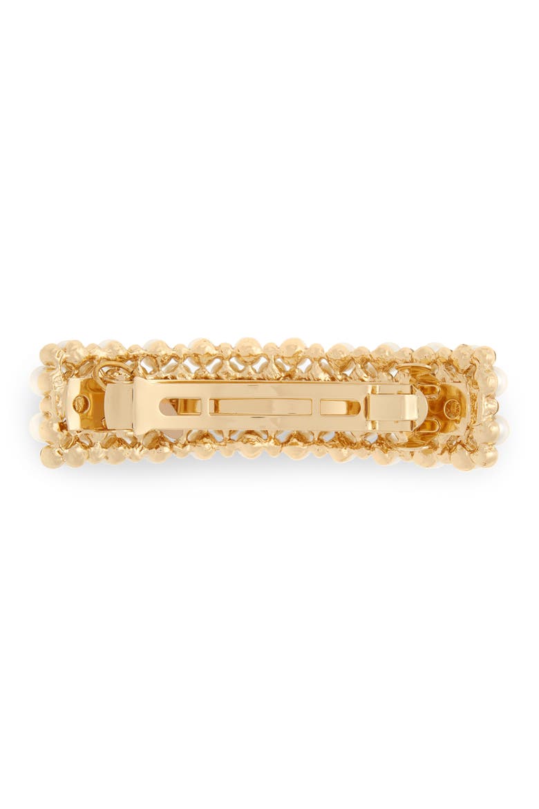 Crystal & Imitation Pearl Embellished Barrette, Alternate, color, GOLD/ IVORY