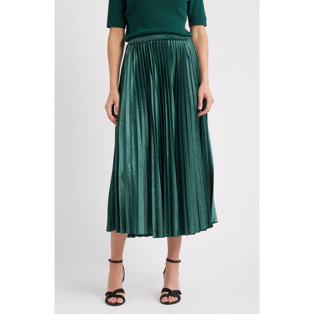 Anne Klein Womens Half Sleeve Turtleneck Sweater Pleated Flared Midi Skirt In Green