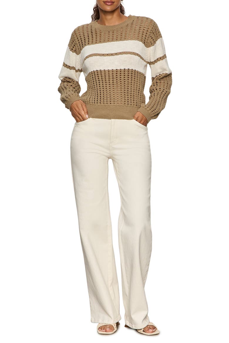 Open Stitch Cotton Sweater, Alternate, color, COVERT GREEN