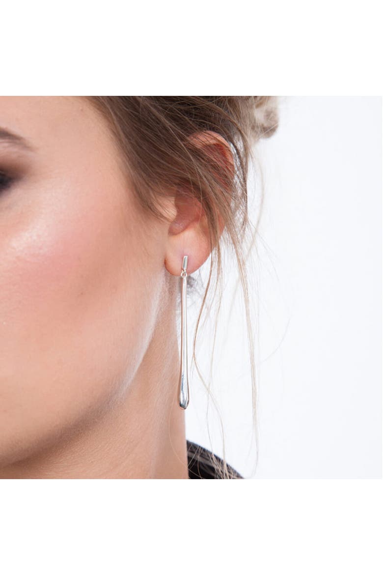 Long Drop Stud Earrings, Alternate, color, Sterling Silver