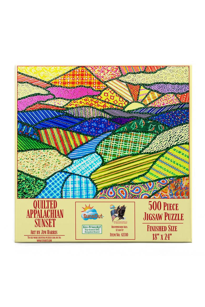 Quilted Appalachian Sunset 500 piece Jigsaw Puzzle for Adults, Alternate, color, Multicolor