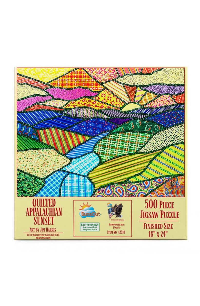 Sunsout Quilted Appalachian Sunset 500 piece Jigsaw Puzzle for Adults, Alternate, color, Multicolor