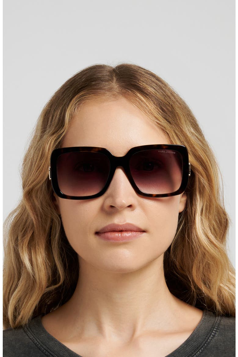 57mm Gradient Square Sunglasses, Alternate, color, HAVANA/ BURGUNDY