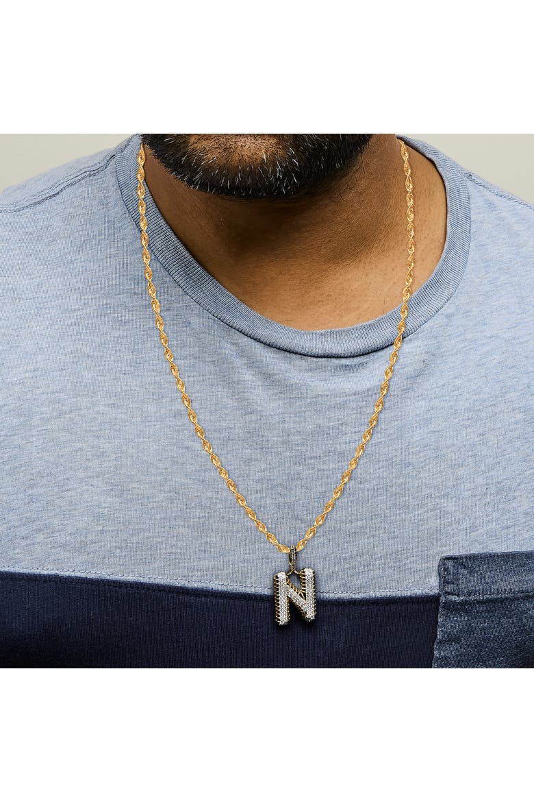 Men's 10K Yellow Gold 1 1/2 Cttw Diamond Letter N Initial Pendant Necklace, Alternate, color, Yellow Gold