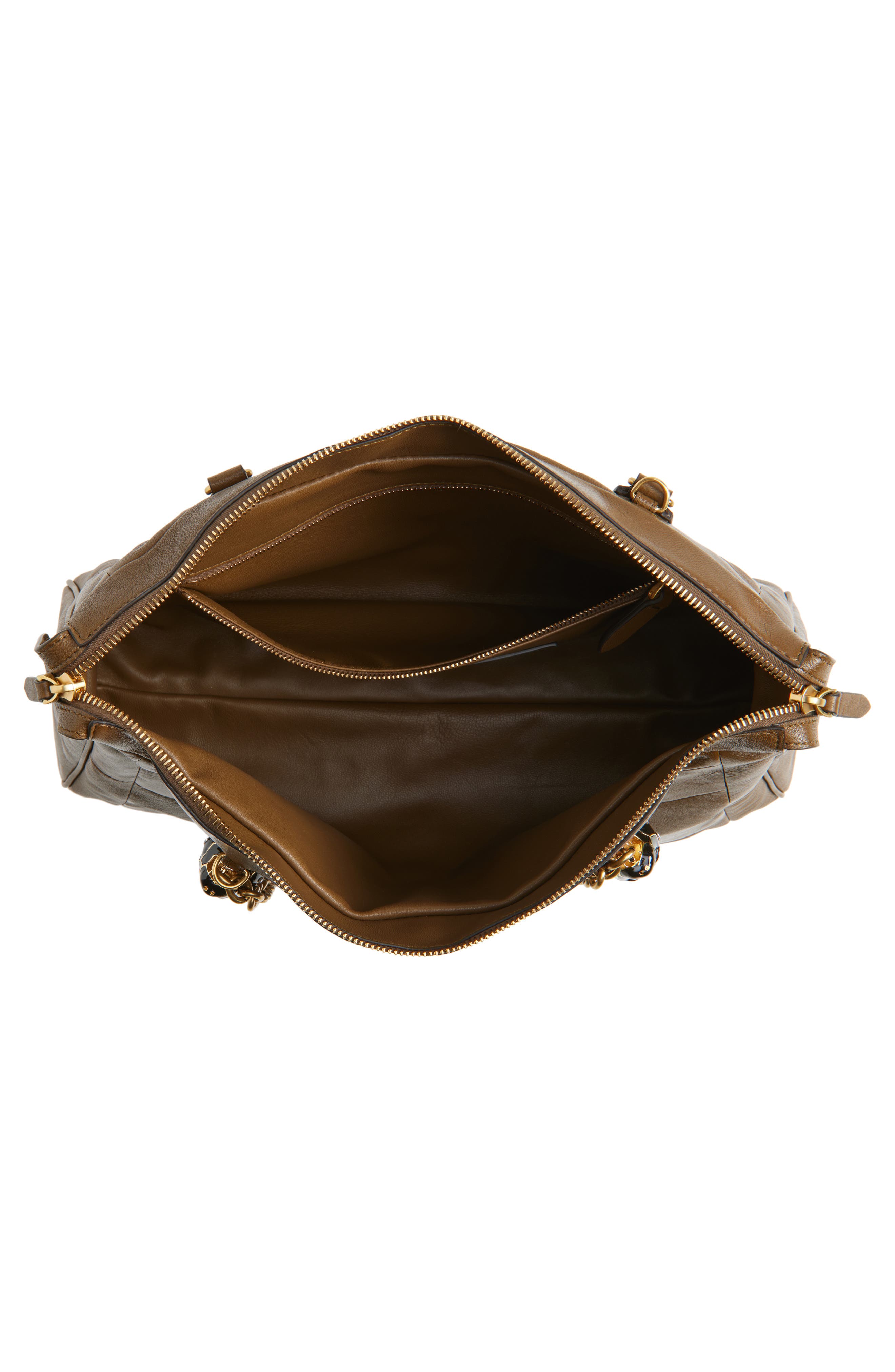 Valentino Garavani Panthea Chevron Patchwork Leather Tote, Alternate, color, Tundra