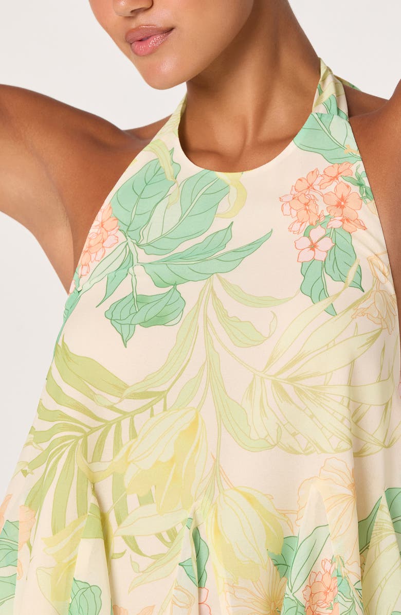 ASTR the Label Belen Floral Print Halter Top, Alternate, color, Green Peach Tropical