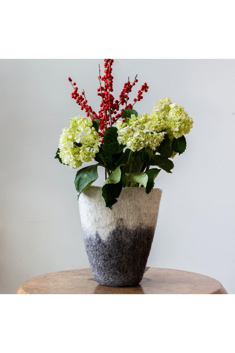 Hand-Felted Woven Wool Table Vase - Set of 2, Alternate, color, Grey