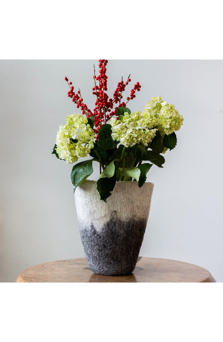 kanju Interiors Hand-Felted Woven Wool Table Vase - Set of 2, Alternate, color, Grey