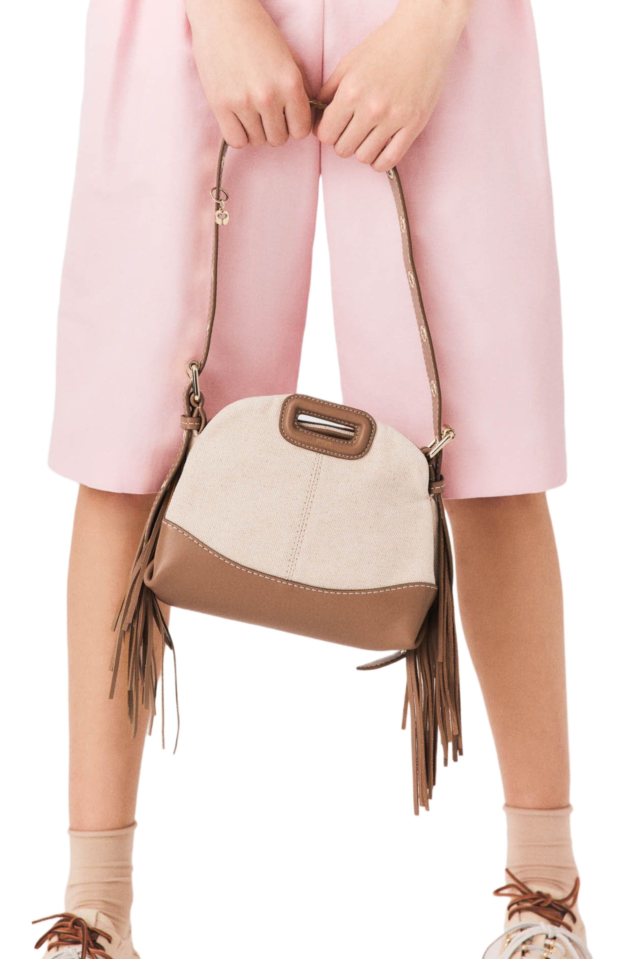 Canvas and leather Miss M Mini bag, Alternate, color, Moka/white