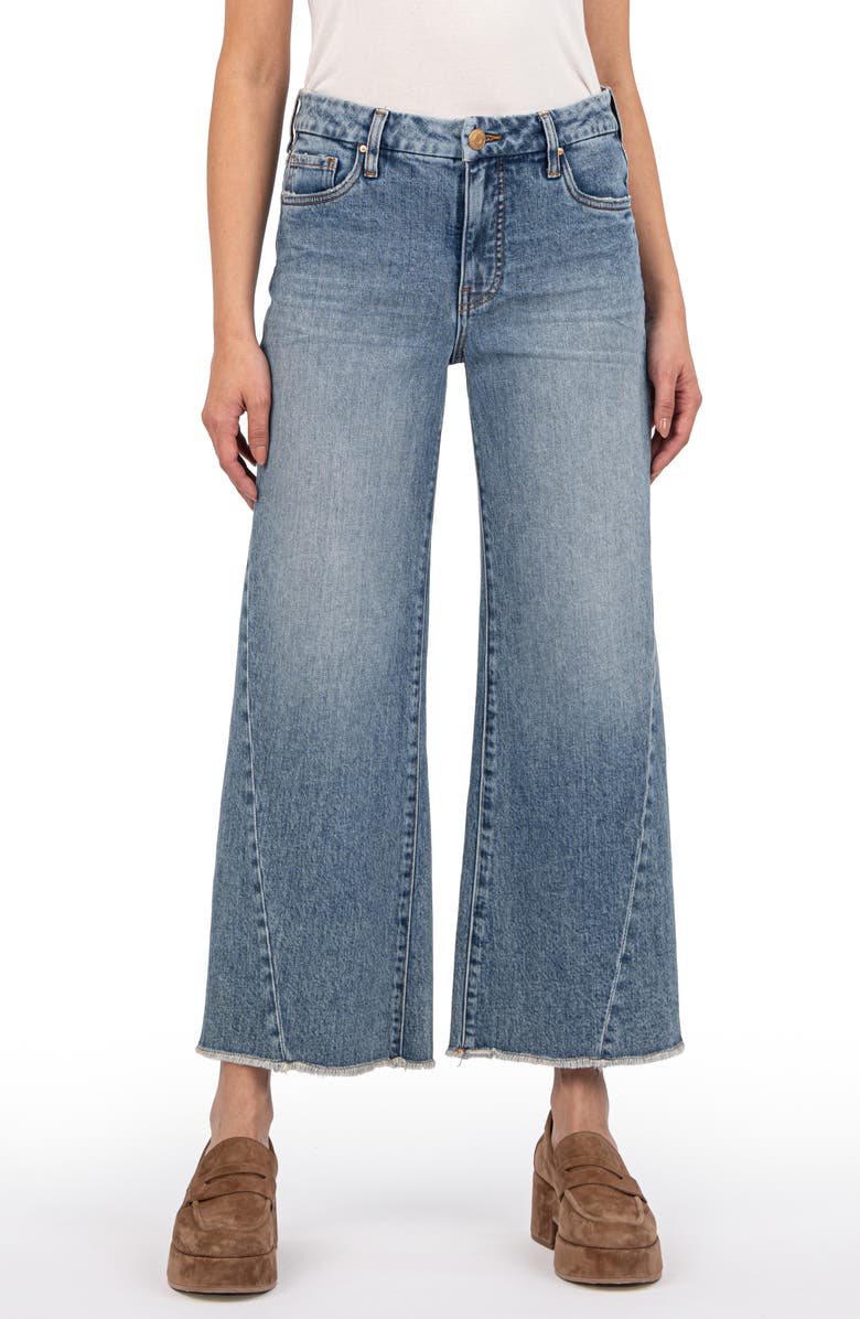 KUT from the Kloth Meg Frayed High Waist Ankle Wide Leg Jeans, Main, color,