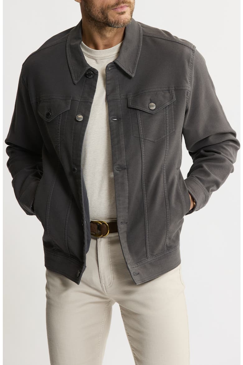 Stretch Cotton Trucker Jacket, Main, color, GREY