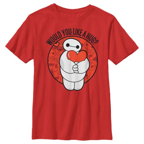 Boy's Big Hero 6 Valentine's Baymax Likes Hugs  Graphic T-Shirt in Red  product