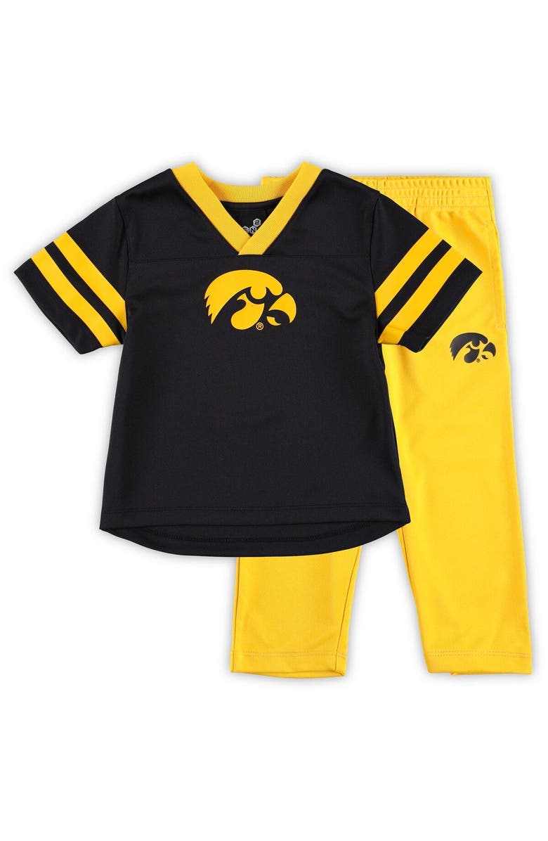 Outerstuff Toddler Black/Gold Iowa Hawkeyes Red Zone Jersey & Pants Set, Main, color, Black