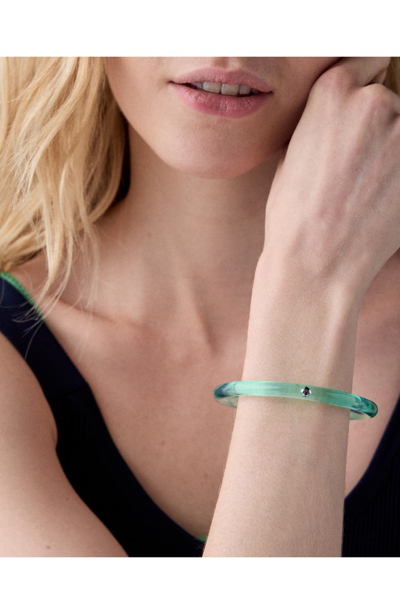 Kate Spade New York glow up thin bangle bracelet, Alternate, color, Green/ Silver