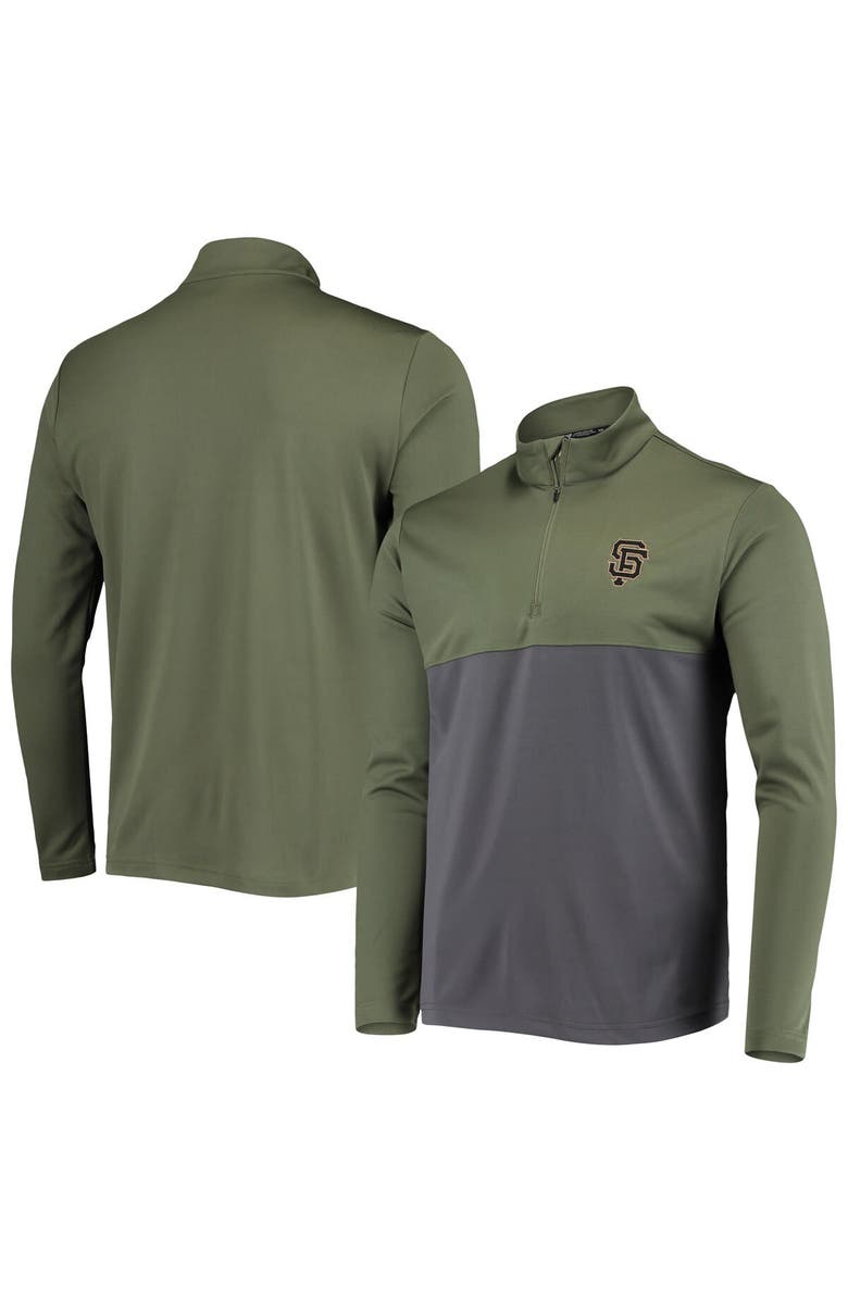 LEVELWEAR Men's Levelwear Olive San Francisco Giants Delta Pursue Quarter-Zip Jacket, Main, color, Olive