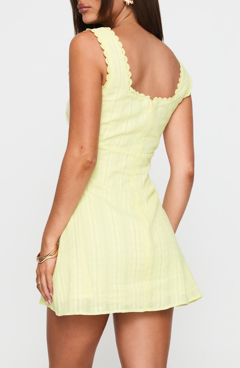 Princess Polly Dasha Cotton Fit & Flare Minidress, Alternate, color, Lemon