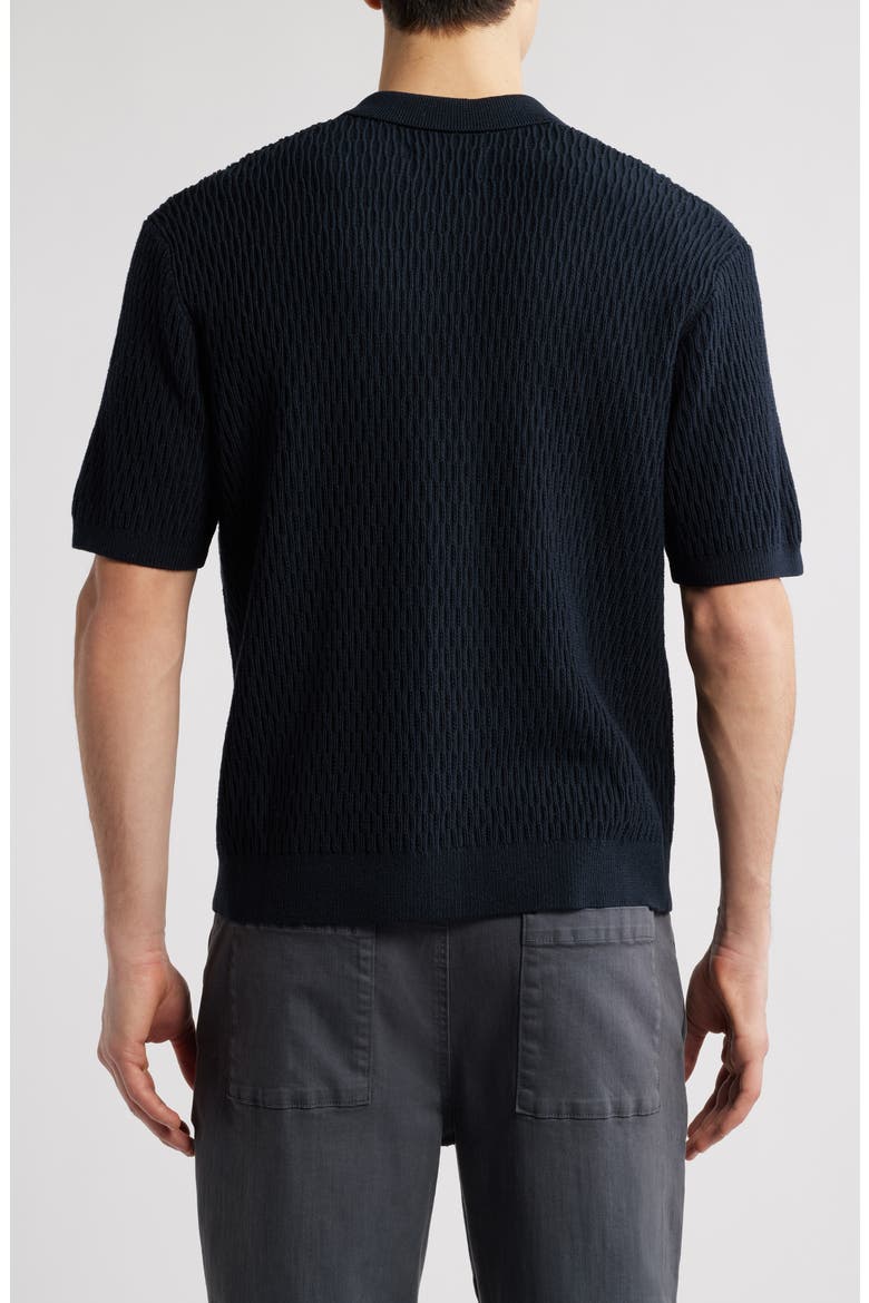 Tellaro Honeycomb Stitch Short Sleeve Cardigan, Alternate, color, NAVY