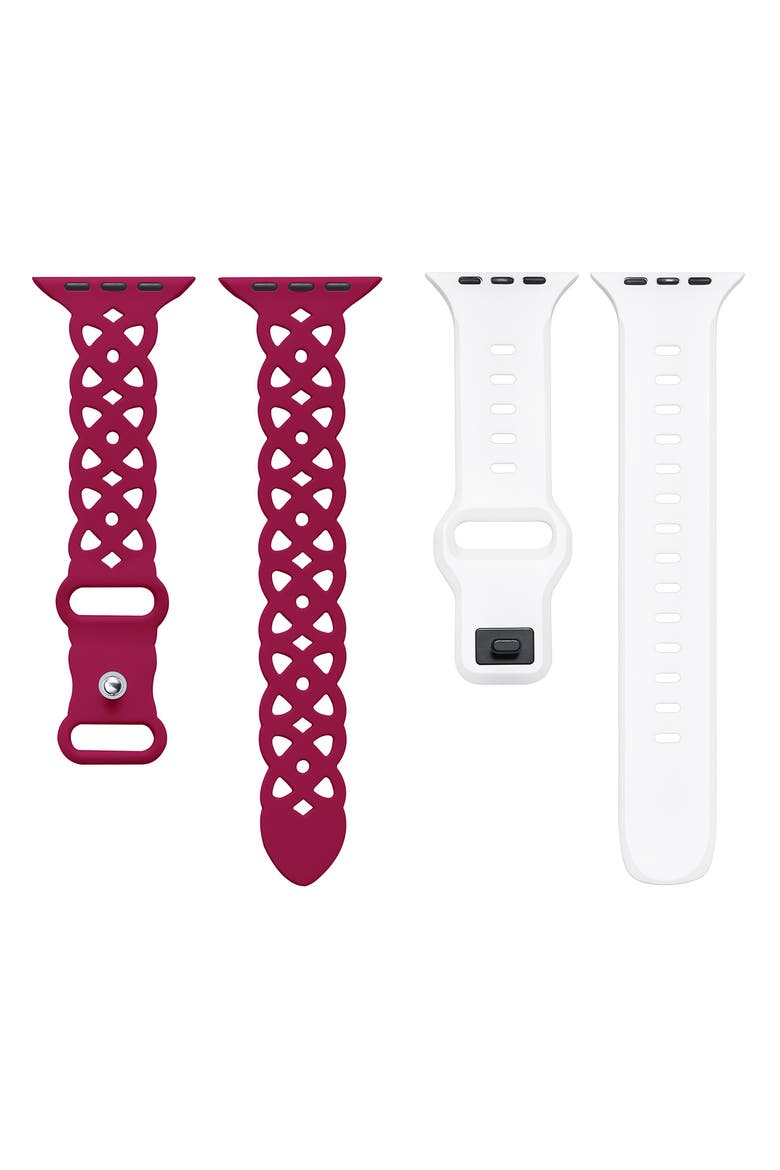 Assorted Lace Silicone 2-Pack Apple Watch® Watchbands, Alternate, color, ASSORTED
