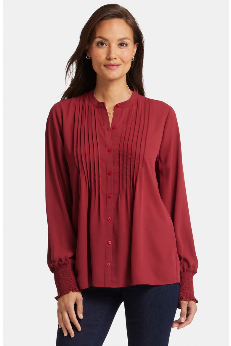 Pleated Peasant Blouse, Alternate, color, WILD CURRANT