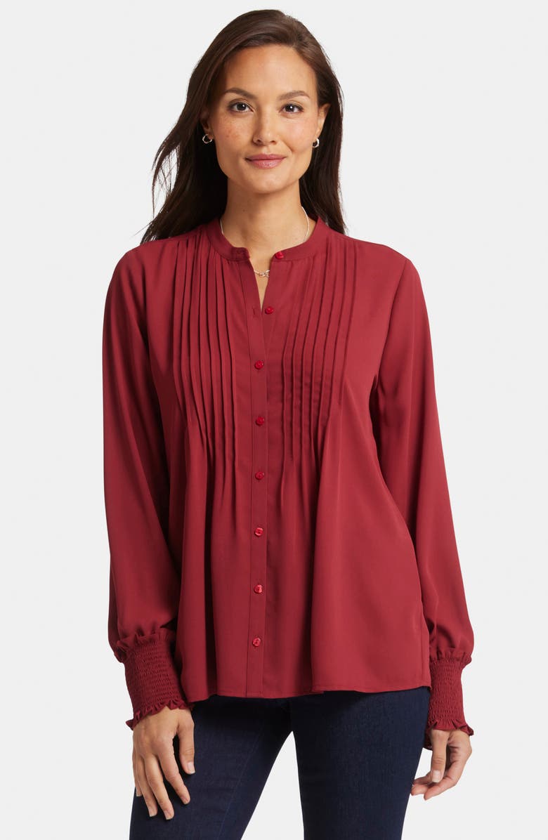 NYDJ Pleated Peasant Blouse, Alternate, color, Wild Currant