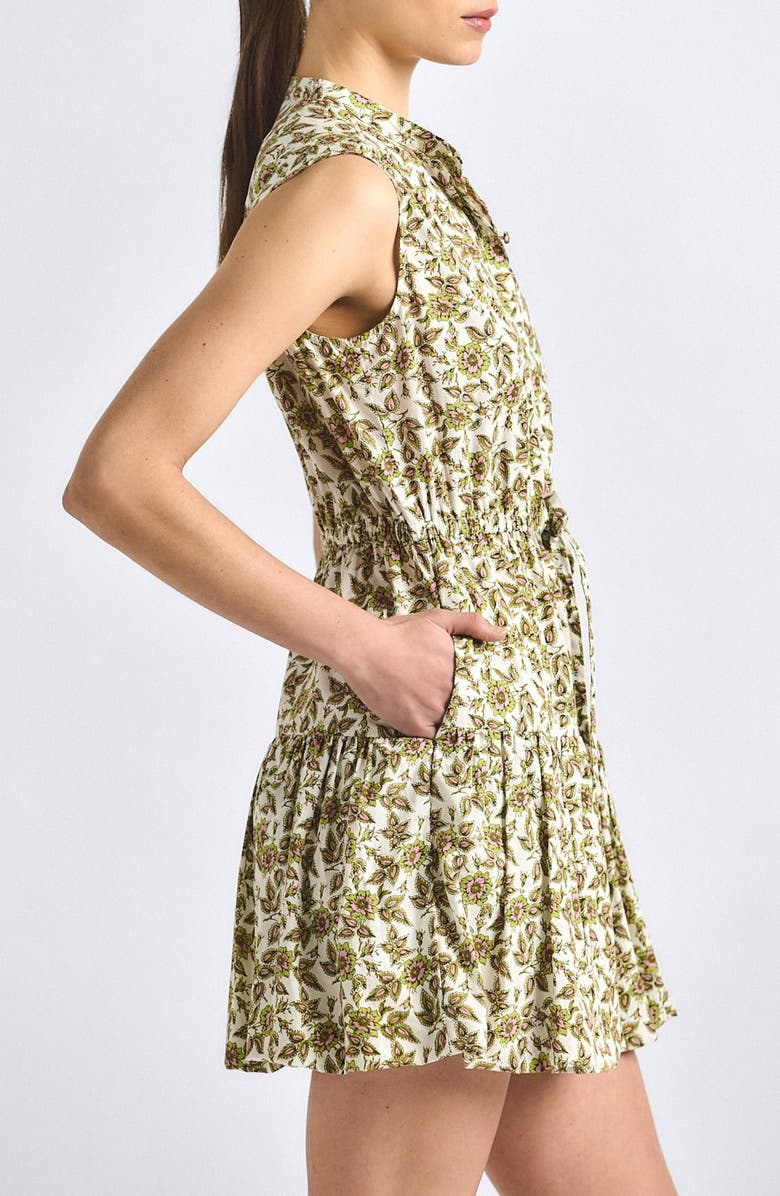 Derek Lam 10 Crosby Briar Print Sleeveless Minidress, Alternate, color, Green/ Pink Floral