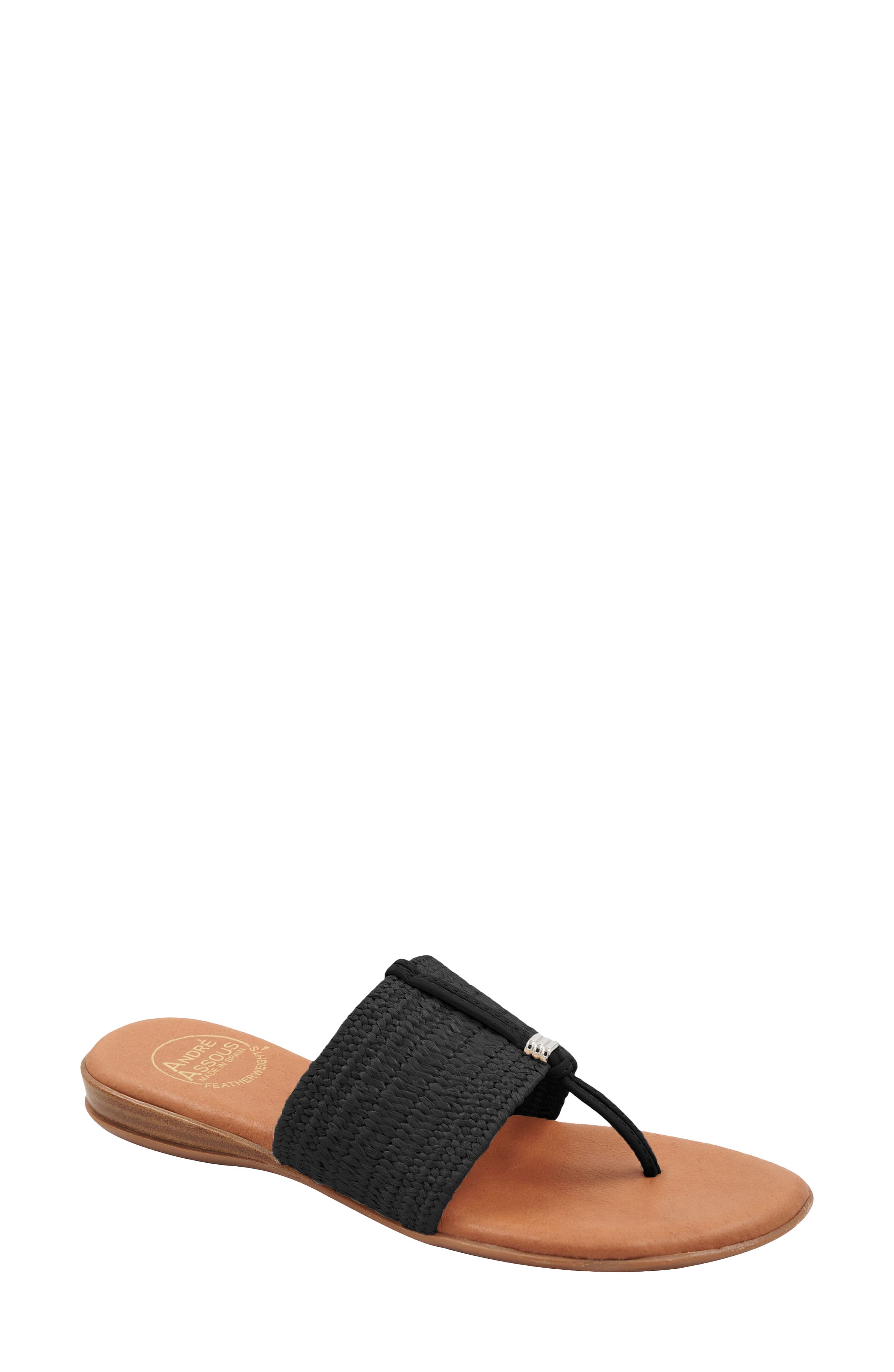 André Assous Nice Featherweight Woven Flip Flop, Main, color, Black