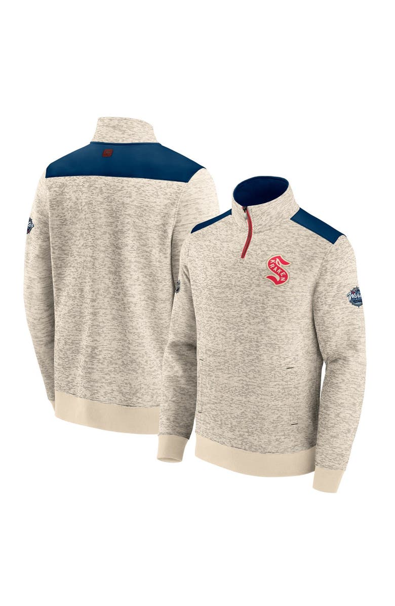 FANATICS Men's Fanatics Branded Deep Sea Blue/Cream Seattle Kraken 2024 NHL Winter Classic Authentic Pro Fleece Quarter-Zip Pullover Top, Alternate, color, 