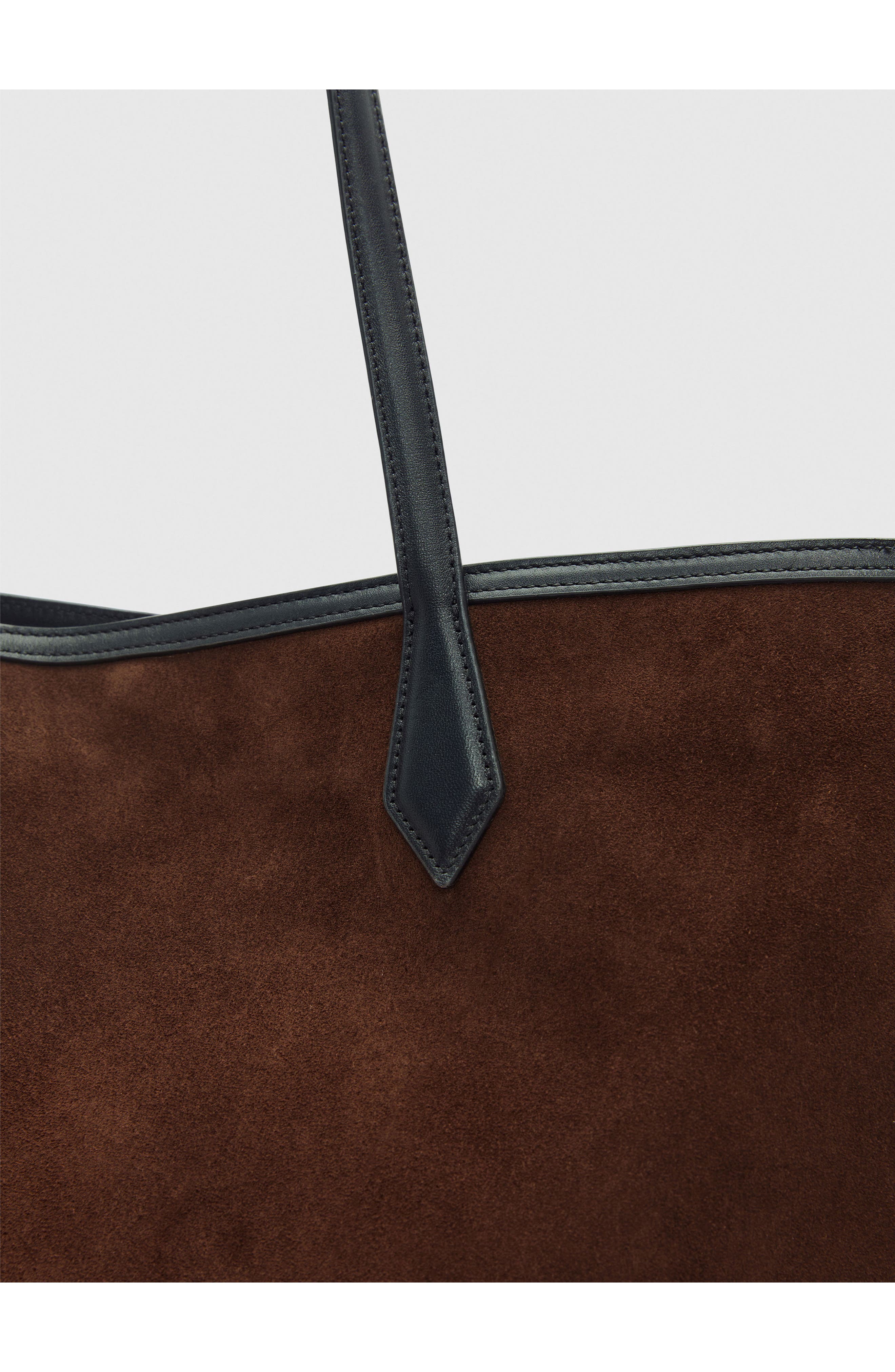 Sofia Leather Tote, Alternate, color, ESPRESSO SUEDE BLACK LEATHER