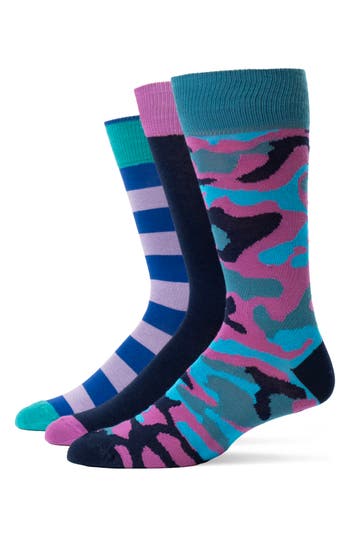 Lorenzo Uomo Assorted 3-pack Crew Socks In Multi